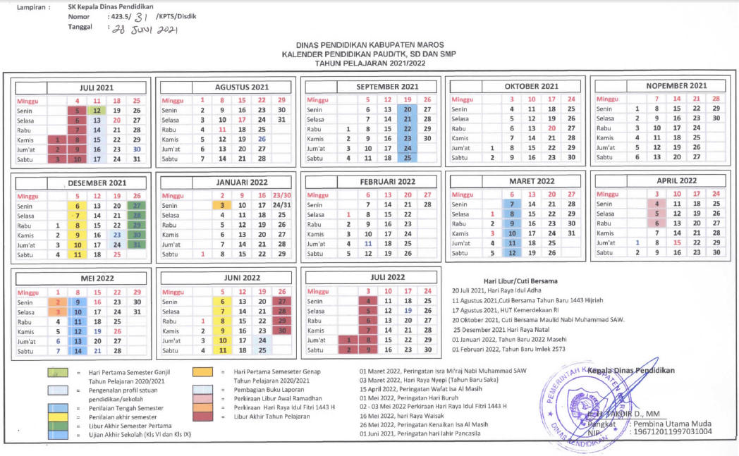 Kalender pendidikan 2022 sulawesi selatan